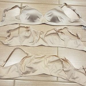 Three Bravado nursing bras in beige